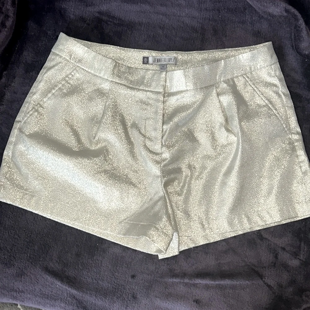 Jennifer Lopez Women's Shorts 10 Gold NWOT Metallic Glitter Glam Sparkle Barbie